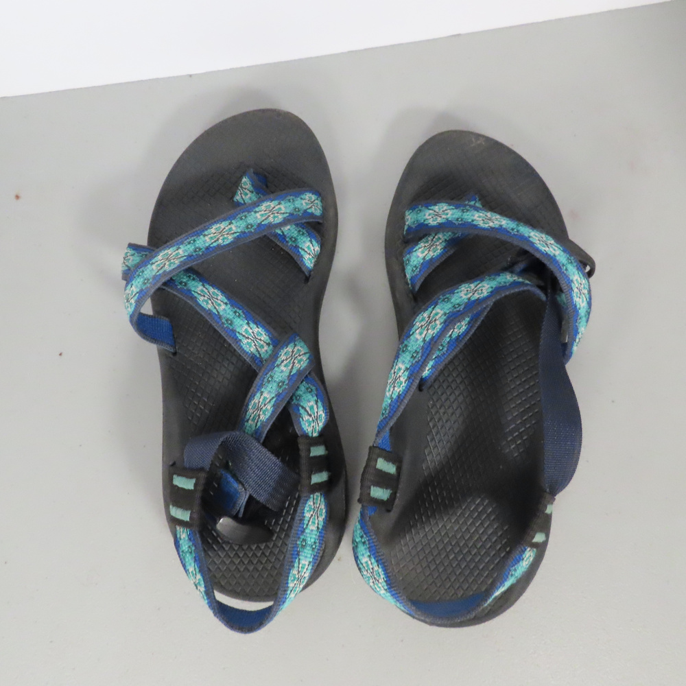 Chaco Sandals Blue Teal Floral Strappy Hiking Sandals